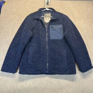 Mountain & Isles Sherpa Jacket Men's Medium Full Zip Speckled Navy Blue NEW